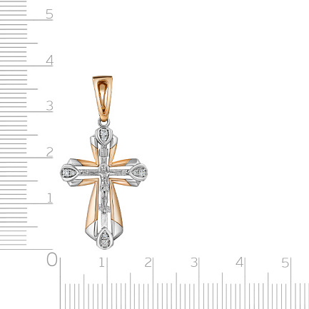 Крест из красного золота с бриллиантами