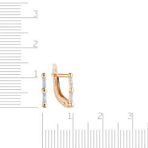 Серьги детские из красного золота с фианитом