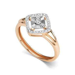 Кольцо из красного золота с бриллиантом