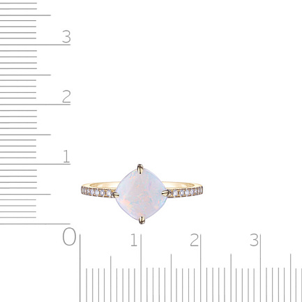 Кольцо из желтого золота с бриллиантами, опалом