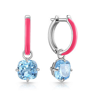 Серьги с английским замком из серебра с эмалью