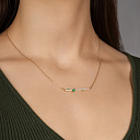 Колье из желтого золота с бриллиантами, изумрудом, плетение якорное