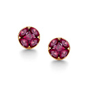 Серьги с английским замком из красного золота с рубинами