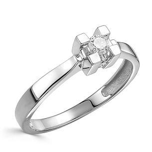 Кольцо из белого золота с бриллиантом