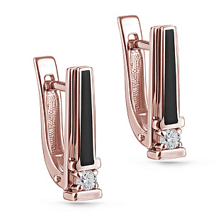 Серьги с английским замком из красного золота с бриллиантами