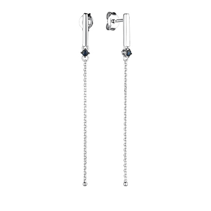 Пусеты из белого золота с сапфирами