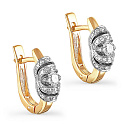 Серьги с английским замком из желтого золота с бриллиантами