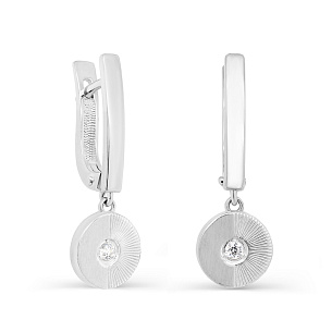 Серьги с английским замком из серебра с фианитами