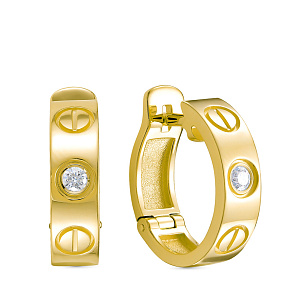 Серьги из желтого золота с бриллиантом