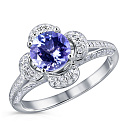 Кольцо из белого золота с бриллиантами, танзанитом