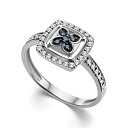 Кольцо из белого золота с бриллиантами, сапфиром