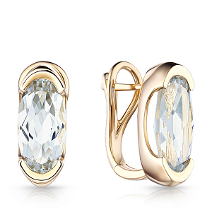 Серьги с английским замком из белого золота с топазом