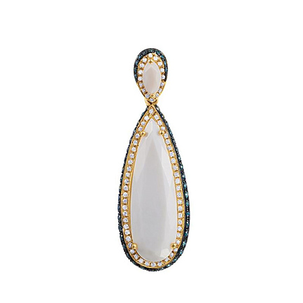 Подвеска из желтого золота с бриллиантами, агатами