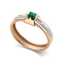 Кольцо из красного золота с бриллиантами, изумрудом
