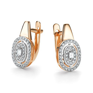 Серьги с английским замком из красного золота с бриллиантами