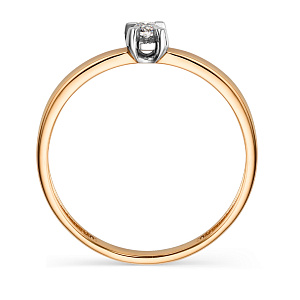 Кольцо из красного золота с бриллиантом