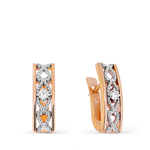 Серьги с английским замком из красного золота с бриллиантами