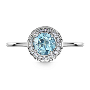 Кольцо из белого золота с топазом и бриллиантами