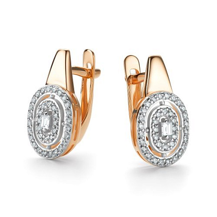 Серьги с английским замком из красного золота с бриллиантами