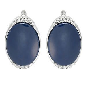 Серьги с английским замком из серебра с керамикой и цирконием