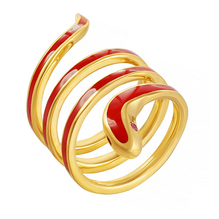 Кольцо из серебра с фианитом, эмалью