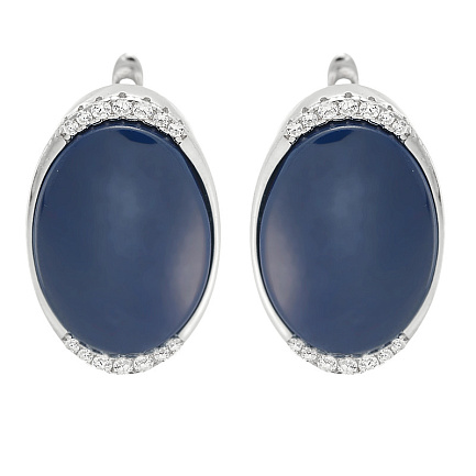 Серьги с английским замком из серебра с керамикой