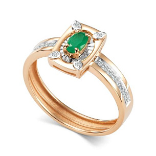 Кольцо из красного золота с бриллиантом