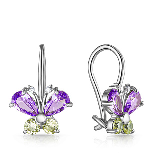 Серьги из серебра с фианитом