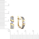 Серьги с английским замком из желтого золота с фианитом