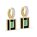 Серьги с английским замком из желтого золота с бриллиантами