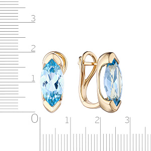 Серьги с английским замком из желтого золота с топазами