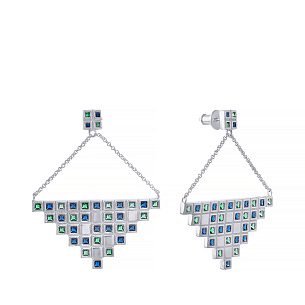 Пусеты из серебра с фианитом