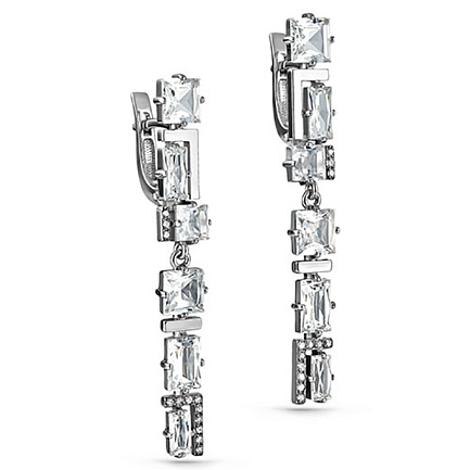 Серьги с английским замком из белого золота с бриллиантами