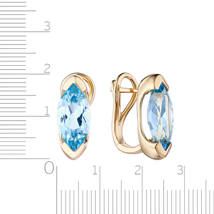 Серьги с английским замком из желтого золота с топазами