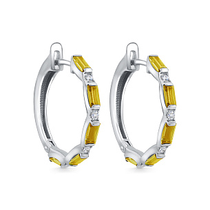 Серьги с английским замком из белого золота с сапфиром