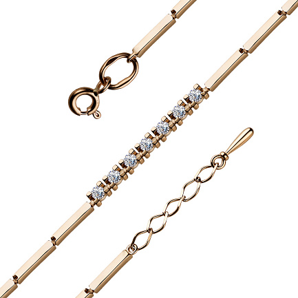 Браслет декоративный из красного золота с бриллиантами