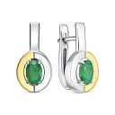 Серьги с английским замком из серебра с изумрудами