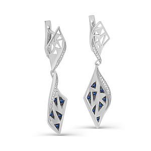 Серьги с английским замком из белого золота с бриллиантами