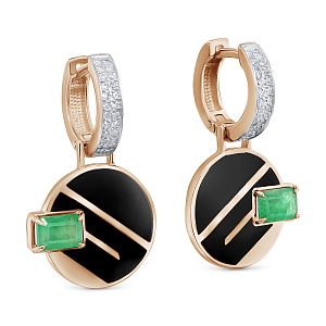 Серьги с английским замком из красного золота с бриллиантами