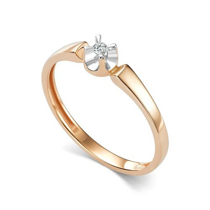 Кольцо из красного золота с бриллиантом