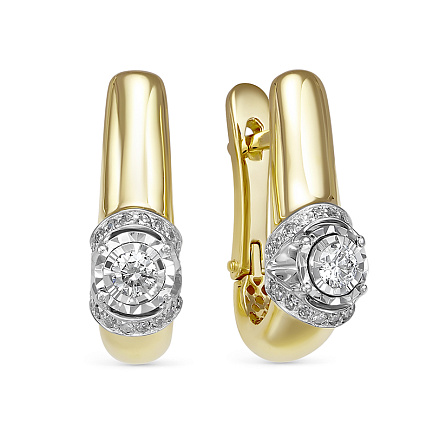 Серьги из желтого золота с бриллиантами