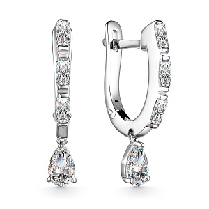Серьги из серебра с фианитами