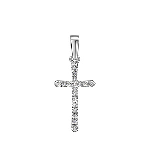 Крест из белого золота с бриллиантами