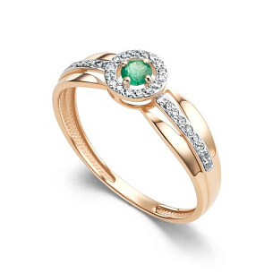 Кольцо из красного золота с бриллиантом