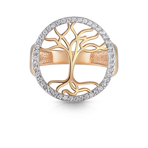 Кольцо из красного золота с фианитом