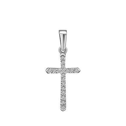 Крест из белого золота с бриллиантами