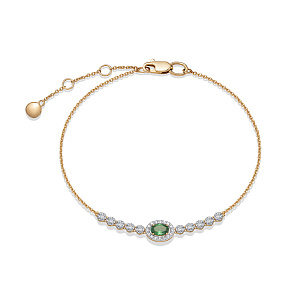 Браслет из красного золота с бриллиантами, изумрудом