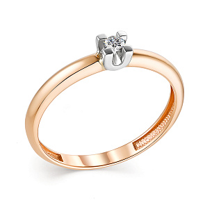 Кольцо из красного золота с бриллиантом