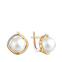 Серьги с английским замком из красного золота с жемчугом