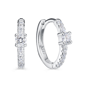 Серьги с английским замком из серебра с фианитами